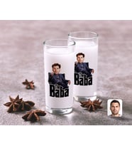 BK Gift Kişiye Özel Renkli Baskılı Godfather Baba Karikatürlü İkili Rakı Bardağı Seti-8 (Beyaz)