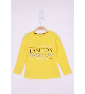 Toontoy Kız Çocuk Fashion Baskılı Tişört (Sarı)