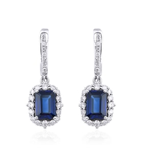 3.10 Karat Laboratuvar Pırlanta Safir Küpe - HRD Sertifikalı