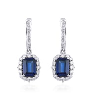 3.10 Karat Laboratuvar Pırlanta Safir Küpe - HRD Sertifikalı