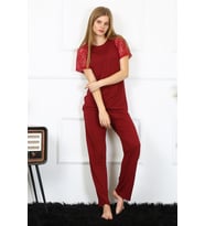 Akbeniz Kadın Kolu Dantelli Penye Pijama Takım 4152