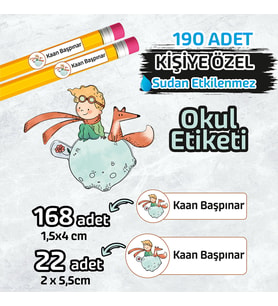 Okul Etiketi İsme Özel Kalem Defter Etiketi  -190 Adet