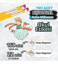 Okul Etiketi İsme Özel Kalem Defter Etiketi  -190 Adet
