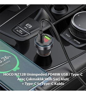 HOCO NZ12B Unimpeded PD48W USB + Type-C Araç Çakmaklı Hızlı Şarj Aleti + Type- - HEP-2401-237