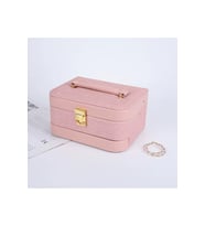 Pembe 3 Bölmeli Otomatik Takı Kutusu, Şık ve Kullanışlı Organizer
