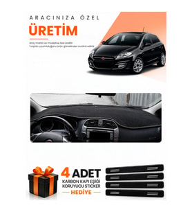 FIAT BRAVO (2007-2014) Uyumlu Torpido Koruma Örtüsü Oto Kılıfı - Siyah