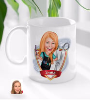 BK Gift Kişiye Özel İsimli Kadın Kuaför Karikatürlü Beyaz Kupa Bardak-1