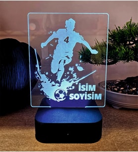 Özel Futbol Temalı LED Lamba – İsimli Gece Lambası  Adaptörlü