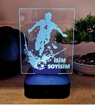 Özel Futbol Temalı LED Lamba – İsimli Gece Lambası  Adaptörlü