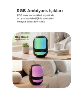 Torima Bluetooth Hoparlör Kablosuz Taşınabilir Rgb Işıklı TWS Speaker GTS-2149 Siyah