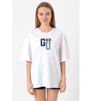 Gen V Godolkin University Abbreviation Beyaz Kadın Oversize Tshirt