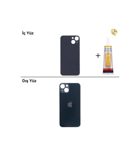 iPhone 13 MİNİ Lacivert Arka Kapak Arka Cam Batarya Kapağı Lazer Kesim Kapak Pil Kapağı + B-7000 Yapıştırıcı