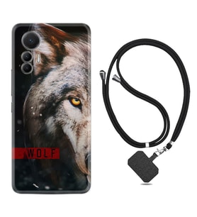 Xiaomi 12 Lite Kılıf Silikon Boyun Askılı İpli Desenli Silikon Wolf Eyes 1758