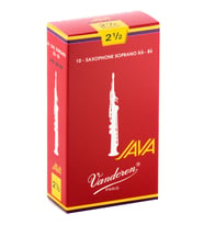 Vandoren SR3025R Java Red Cut Soprano Saksafon Kamışı No: 2.5 (Profesyonel/Caz) - 10'lu Kutu  Dengeli Sertlik, Hızlı Tepki ve Modern Caz Tınısı