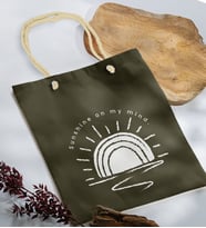 BK Gift Yaz Temalı Haki Halat Saplı Kumaş Plaj Çantası -22, Baskılı Omuz Çantası, Alışveriş Çantası, Arkadaşa Hediye, Sevgiliye Hediye