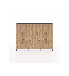 Arges Dolap 12 Raflı 2 Çekmeceli 8 Kapaklı 220x30x163 Antrasit-Çam