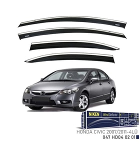 Honda Uyumlu Civic 2007-2011 Model Kromlu Cam Rüzgarlığı 4Lü Parça