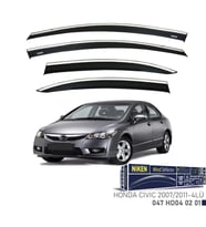 Honda Uyumlu Civic 2007-2011 Model Kromlu Cam Rüzgarlığı 4Lü Parça