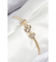 Pirinç Zirkon Taşlı Yonca Model Gold Renk Kadın Bileklik 5886 - SSSSSS3603-9320
