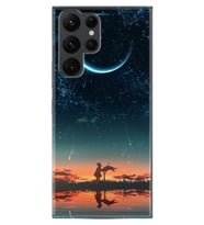 Samsung Galaxy S22 Ultra Kılıf Silikon Desen Boyun Askılı Ay Ve Kız 1720