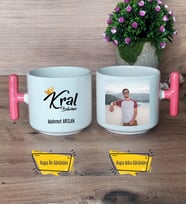 Kral Babam Kupa Bardak Fotoğraflı T Pembe Kulplu Babaya Hediye Babalar Günü Hediyesi