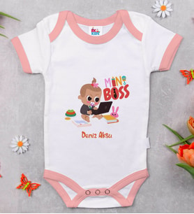 BK Kids Kişiye Özel Pembe Bebek Body Zıbın - Model 22