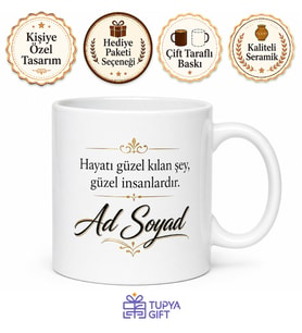 İsim Yazılı Kişiye Özel Kupa Bardak Hediye Baskılı Porselen Mug