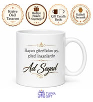 İsim Yazılı Kişiye Özel Kupa Bardak Hediye Baskılı Porselen Mug