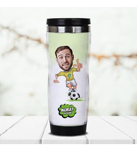 Kişiye Özel Futbolcuya Hediye Karikatürlü Termos Bardak
