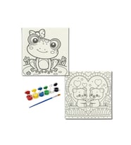 Okul Etkinliği-2'li Tuval Boyama Seti. 20x20 Cm Uv Baskı 6 Akrilik Boya 1 Fırça-model-211