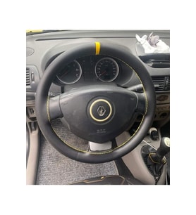 DİKİŞLİ DİREKSİYON KILIFI DAMARLI SİYAH DERİ SARI YÜZÜK/DİKİŞLİ RENAULT CLİO HIZLI KARGO