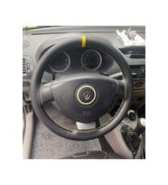 DİKİŞLİ DİREKSİYON KILIFI DAMARLI SİYAH DERİ SARI YÜZÜK/DİKİŞLİ RENAULT CLİO HIZLI KARGO