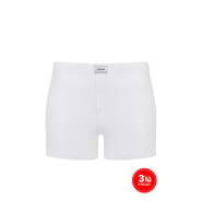 Erkek Modal Düğmeli Boxer 3'lü Paket - Beyaz
