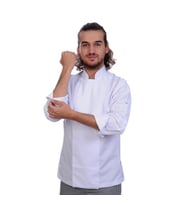 Unisex Aşçı Ceket Koltuk Altı Fileli Beyaz (Renksiz)