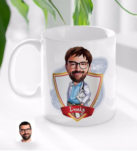 BK Gift Kişiye Özel İsimli Erkek Doktor Karikatürlü Beyaz Kupa Bardak-8