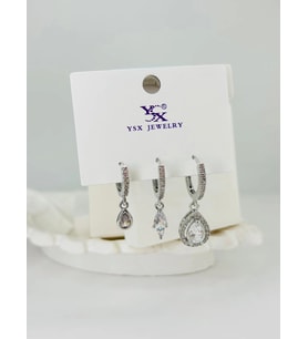 Zirkon Taşlı Üçlü Kombin Küpe - Kp00377