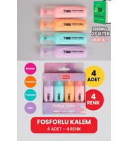 x Dekomus Pastel Touch Collection 4'lü Fosforlu Kalem Seti "Dekomus Cep Defteri Hediyeli"