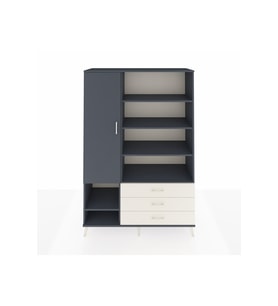 Hyperion Dolap 9 Raflı 3 Çekmeceli Tek Kapaklı  132x44x195 Antrasit-Antrasit/Aytaşı