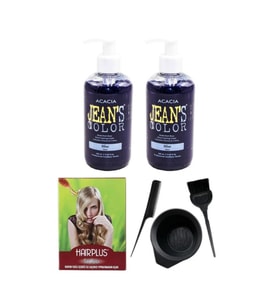 Saç Boyası Mavi 250ml 2ad, Saç Açıcı Ve Fluweel Saç Boya Kabı Seti