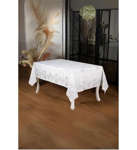 Müge Lüx Jakar Kumaş Gri Masa Örtüsü Dikdörtgen 160x220 Cm - 1085 (Çok Renkli)