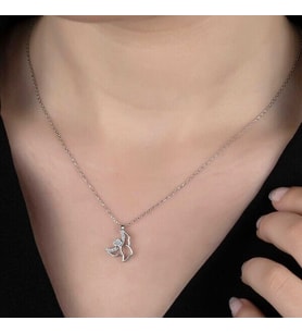 Taşlı Melek 925 Ayar Gümüş Kolye
