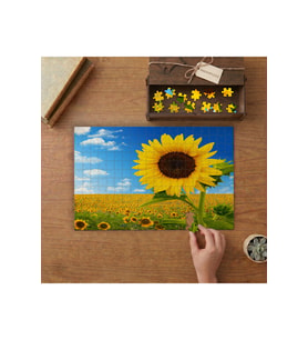 Ayçiçeği Tarlası - Doğa Bitkiler Tasarımı 240 parça Ahşap Puzzle Ahşap Kutuda MP01220