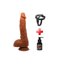 25,2 cm Realistik Vantuzlu Melez Dildo Penis + Kemer + Kayganlaştırıcı Hediyeli