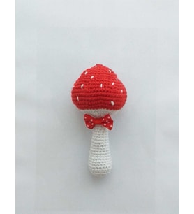 Mantar Çıngırak Amigurumi Organik Oyuncak