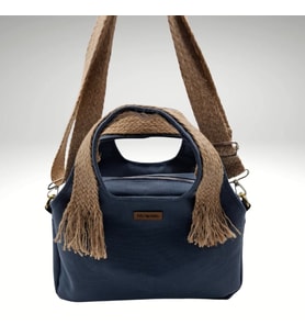 Mavi Mumlu Kanvas El ve Omuz Çantası, Kanvas Tote Bag, Mini Boy (Mavi-Mavı)