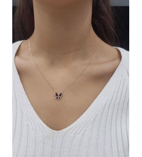 Kelebek Lazer Mineli Minimal Kolye (Karışık)