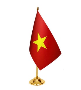 Masa Üstü Vietnam Bayrağı + Pirinç Direk Masa Bayrak Seti