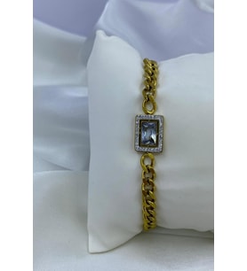ZİRKON DETAY GOLD KRİSTAL ÇELİK BİLEKLİK