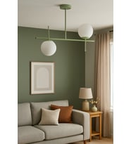 Modern Yeşil ve Beyaz Camlı 2'li Salon, Mutfak ve Yatak Odası Avizesi