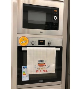 Valerine Life Kahve Kupadaki Öpücüktür Mutfak Kurulama Beyaz El Havlusu %100 Pamuklu 35x50cm 2 Adet
